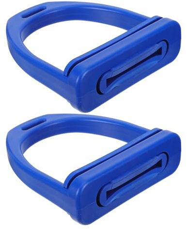 Abaodam 2pcs Blue Large Plastic Hose Saddle Stirrups with Rubber Pads for Equestrian Safety Knee and Ankle Protection, Suitable for Trail Riding, Show Jumping, and Training