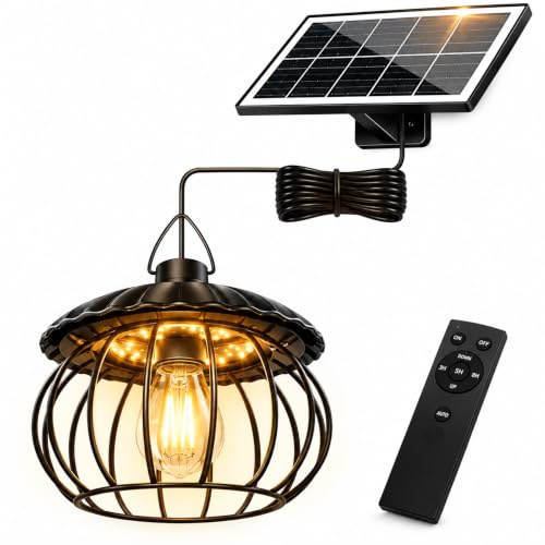 Lampada solare da esterno, 4400 mAh, con funzione di ricarica rapida e design diviso, lampada a sospensione solare, classe di protezione IP65, per capannoni, garage e padiglioni (lampada a sospensione