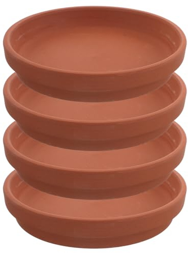 SUPVOX Set 4 Sottovasi in Terracotta da 13 Cm Piattini Raccolta Acqua per Piante da Interno ed Esterno Vassoio Rotondo in Argilla Traspirante per Vasi Fino a 5 Pollici