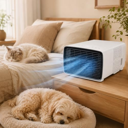 Huachorial Aire Acondicionado para Caravana 2700 BTU, Mini AC Portátil 280W con Compresor, Funcionamiento Ultra Silencioso 45dB, Bajo Consumo, Modo Sueño, Temporizador y Control Remoto Incluido