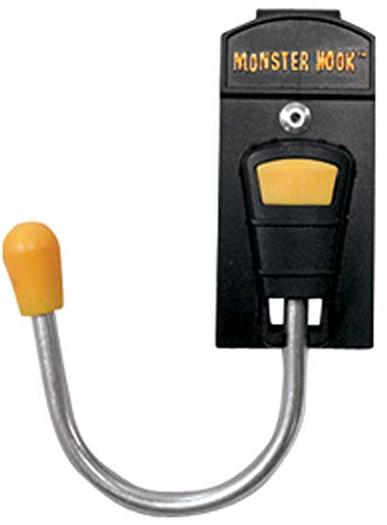 McGuire-Nicholas 93333 Single Monster Hook, Yellow, Black | Metal clip, 180° rotating hook for drills, nail guns, saws, and garden tools, Designed for left hand or right hand use