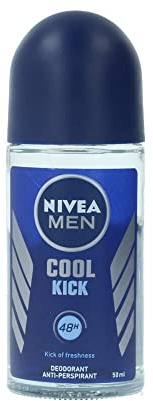 NIVEA MEN Deodorante Uomo Cool Kick Roll-On Antitraspirante, Regola la traspirazione per 48h, 50 ml