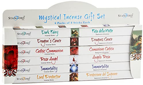Stamford London 37156 Mystical Incense Gift, 6 Packs x 8 Sticks, Black, One Size