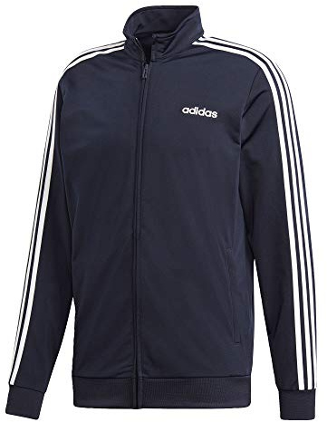 adidas Essentials Men's 3-Stripes Tricot Track Jacket, Small, Legend Ink/White/White