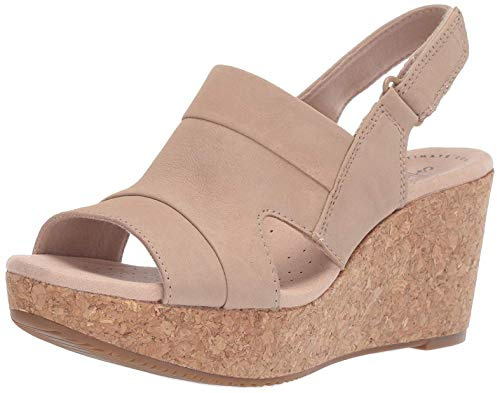 Clarks dam Annel Elfenben öppen tå Casual plattform sandaler, Sand Nubuck - 40 EU