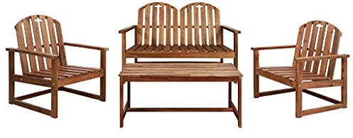 vidaXL Gartenmöbel 4-TLG. Holz Sitzgruppe Sitzgarnitur Gartensitzgarnitur Bank