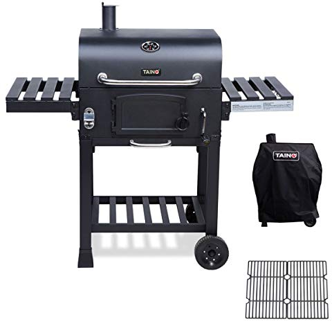 TAINO Hero XL Kit barbecue fumoir chariot barbecue au charbon de bois cheminée barbecue sur pied fumoir couvercle grille de cuisson fonte