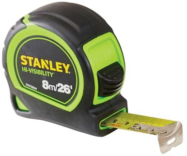 Stanley - Cinta de Tylon de alta visibilidad Flexómetro (8 m, 25 mm)