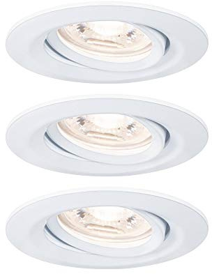 Paulmann 94293 Nova Mini LED Einbauleuchte Coin, Rund Schwenkbar - 3 x 4 W - Deckeneinbaustrahler, Einbaulampe Aluminium Warmweiß 2700K, Schwenkbar IP23, Weiß Matt, 3er Set