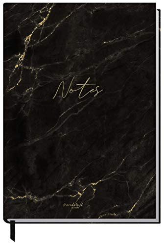 Notizbuch A5 liniert Schwarzer Marmor von Trendstuff by Häfft - 124 Seiten, 62 Blatt - ideal als Tagebuch, Journal, Ideenbuch, Schreibheft - nachhaltig & klimafreundlich