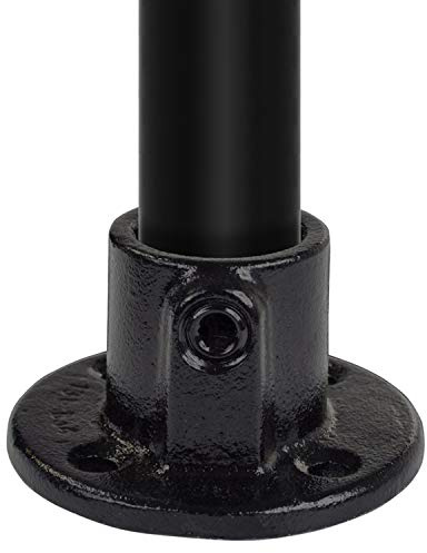 Klemp - Schwarz Boden-Flansch, Rund, Wand-Rohrverbinder, Decken-Stütze, Inkl. Schrauben Typ 10BD - 42,4 mm / 1 ¼