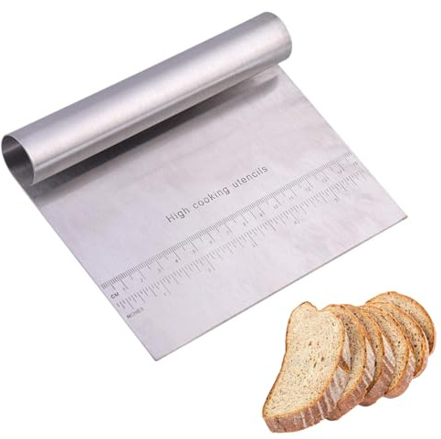 VIFERR Grattoir à Pâte en Acier Inoxydable, Racloirs à Pâte avec Échelle de Mesure Coupe-pâte Grattoir à Pâtisserie de Cuisine Outils de Cuisson