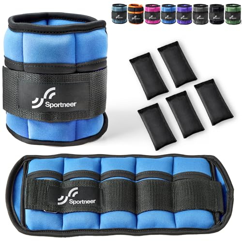 Sportneer Gewichtsmanschetten, Verstellbares Fußgelenkgewichte Set, Fuß | Handgelenkgewicht Manschetten, 0,45kg-1,6kg (pro Knöchel)/0,9-3,2kg(pro Paar), ein Paar