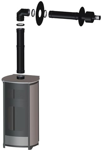 Kit Ventouse Universel Ø 80/125 Complet (Sortie Façade) Poêle à Granulés Raccordement Au Dessus