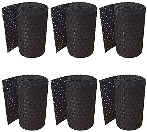 workingHOUSE Rotolo Frangivisto in Polyrattan per Recinzione Esterna - Strisce Resistenti alle Intemperie per Recinzioni, Balconi e Terrazze - Facili da Installare - 255 cm x 19 cm (6x Nero)