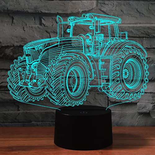 PONLCY Traktor Led Nachtlicht, 7 Farben 3D Illusion Lampe, USB Touch Switch Schreibtischlampe, Schlafzimmer Dekoration Tischleuchten Lichter für Kinder Weihnachten Geburtstag Geschenke