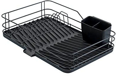 Maximex Geschirrabtropfer Schwarz - 3-teilig, pulverbeschichtetes Metall, 43 x 10 x 31 cm, Schwarz