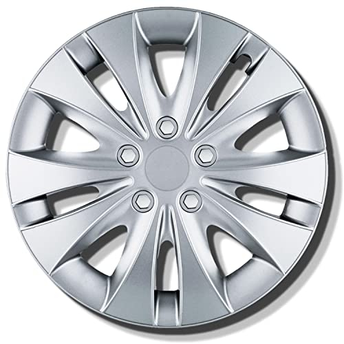 Radkappen 15 Zoll - Silber Radzierblenden 4er-Set von 13-16 Zoll - Stormer Radblenden für Stahlfelgen - Zierkappen in Schwarz oder Silber - Felgenabdeckung für Autofelgen