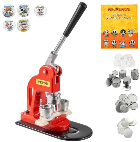 VEVOR Knappmaskin knappmakarmaskin 32 mm, Märke Stanspress 500 st. Plåtlock, DIY Badge Press Machine Button Badge Maker för personligt märke inklusive magisk bok och cirkelskärare