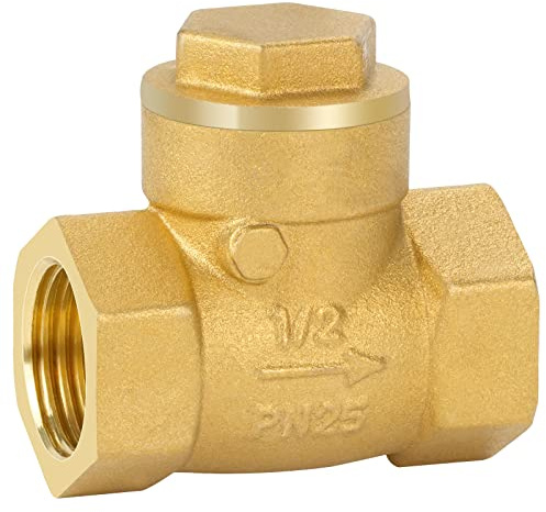 nutmanel Rückschlagventil Innengewinde Messing Rückschlagklappe 1/2 Zoll Check Valve DN15 Innengewinde für Rohrverbindungen