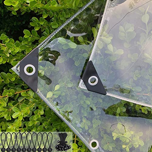 Klare Plane Wasserdicht Transparentes Glas Plane Mit Ösen PVC-Vorhang Winddicht Reißfest Plane Abdeckplane Für Garten Gartenlaube - 450g/m², Mit Bungee-Schnüren (Color : Clear, Size : 1.6x2m)