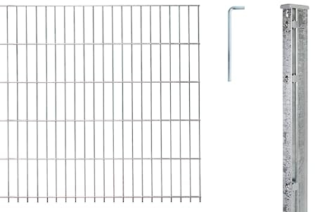 Alberts 674649 Doppelstabmattenzaun als 32 tlg. Zaun-Komplettset | verschiedene Längen und Höhen | feuerverzinkt | Höhe 123 cm | Länge 30 m