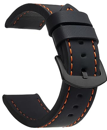EcLusE Vintage-Uhrenarmband aus Leder mit Edelstahlschnalle, Schnellverschluss-Ersatzarmband für Damen und Herren