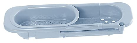 ZAANU Teleskop-Spülbeckenregal, einfach zu entleeren, frei verstellbar, großes Fassungsvermögen, belüftete Abflussregale, Moderne Küche, Filter-Wassertank-Dekor (blaugrau)/2094 (Color : Blue Grey)