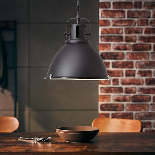 Lightbox Vintage Hängelampe - 144 cm, Ø 47 cm - industrielle Pendelleuchte | Hängelampe, kürzbar, 144 cm Höhe, Ø 47 cm, E27, max. 60 W, Metall/Glas