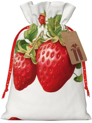 DURAGS Strawberry Clipart Geschenktasche mit Kordelzug, schicke Stoff-Geschenktüte für Weihnachten – ideal für jeden Anlass