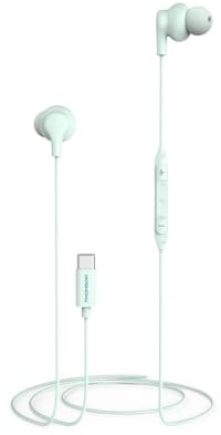 THOMSON USB-C-Kopfhörer, kabelgebunden, für iPhone 15/Samsung (kabelgebundene In-Ear-Kopfhörer mit Mikrofon, Kabel 1,2 m, Multi-Steuerung, kompatibel mit Siri und Google Assistant), Türkis