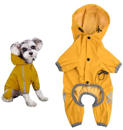 Cozlly Regenmantel für Hunde, verstellbar, für kleine und mittelgroße Haustiere, Gelb (XL)