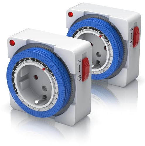 CSL - 2X mechanische Zeitschaltuhr - 24 Stunden Timer - 96 Schaltsegmente - Schieberegler für Zeitangabe - 3680W - integrierter Berührungsschutz