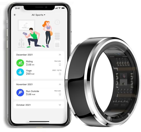 PTATT Anello Intelligente, Smart Health Ring - Bluetooth 5.1, Cardiofrequenzimetro 24/7, Contapassi con App, Sonno, Ossigeno nel Sangue, modalità Sport, Livello di Impermeabilità a 5 ATM,#8