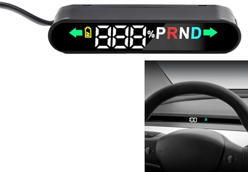 Auto HUD Head Up Display Kompatibel mit Tesla Model 3/Y Tacho meter, Embedded Design, Display mit verbleibende Batterieleistung, Fahrzeuggeschwindigkeit, Gangposition, Blinker, 12V