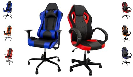ZStyle Sedia Gaming Poltrona - Ufficio - Reclinabile - Ergonomica - Imbottita - Girevole - Pelle - Racing - Reclinabile - Professionale (Rosso, GTX)
