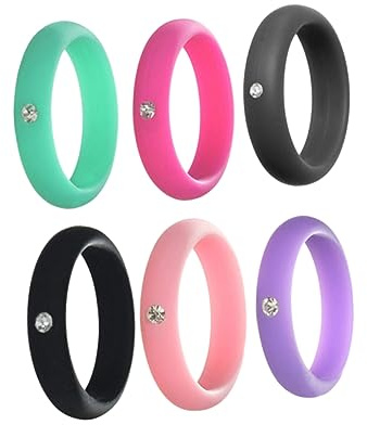 CALLARON 12 Pcs Silicone Wedding Bands Silicone Wedding Rings Diamond Pattern Silicone Rings Wearable Silicone Rings Suits for Women European and American Set Jewelry Miss