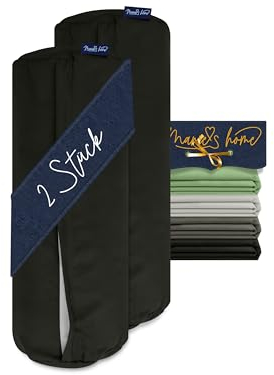 Marie´s Home 2 Stück Kissenbezug 40 x 15 cm Bezug für Nackenrolle 1613.2353, schwarz