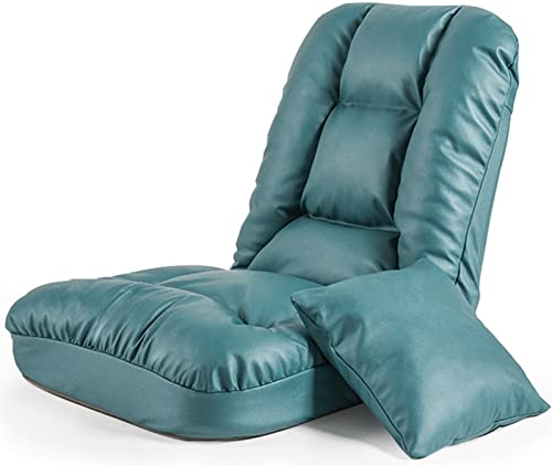 Bodenstuhl, Chaiselongue-Sofa mit Rückenstütze, klappbarer Couch-Liegestuhl mit 5 verstellbaren Positionen für Büro, Wohnzimmer, Balkon, abnehmbar, waschbar (Farbe: Grün, Größe: 56 x 59 x 58