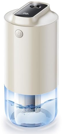 Jurqqer Portable Travel Humidifier,Auto-Purification,250ml Premium Small Cool Mist Humidifier for Car Auto On/Off, Personal Desktop Humidifiers for Bedroom Office,Built-in Battery,2 Mist Modes,White