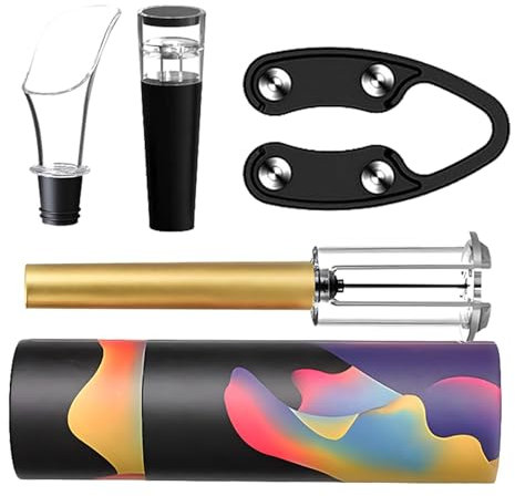 Ouvre-bouteille de vin multifonctionnel, ensemble d'accessoires de vin | Kits de tire-bouchon manuel 4 pièces - Kit portable d'accessoires pour tire-bouchon à vin pour cuisine, maison, restauration