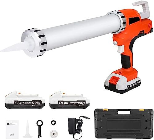 JMOZHCD Caulking Guns Cordless Cartridge Sausage Caulking Gun Sealant Caulk Adhesive Gun 20V Battery Powered Caulk Gun For 10-20oz Cartridges (2battery)