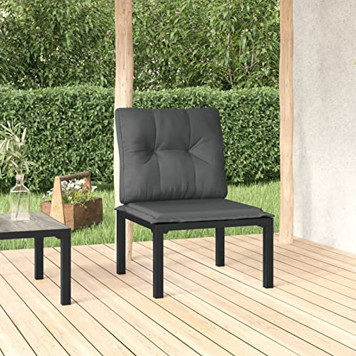 ShGaxin Gartenstuhl mit Kissen, Balkonstuhl, Garten Stühle, Gartensessel, Balkon Stühle, Terrassenstühle, Balkonmöbel, Garden Chair, Schwarz und Grau Poly Rattan