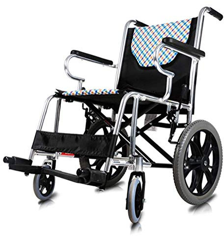 Fauteuil roulant portable et léger pliable pour personnes âgées et handicapées - Chaise de voyage autopropulsée avec poignées confortables