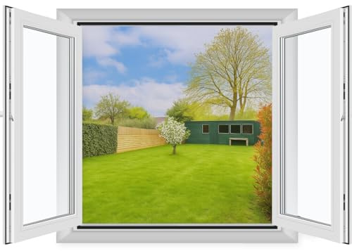 MYCARBON 2 Stück Fliegengitter Fenster 120x120cm, zuschneidbar, ohne Bohren | Insektenschutz für Fenster, Feinmaschig, Starkem Klettband, Einfache Montage, Mückennetz & Moskitonetz Fenster, Schwarz