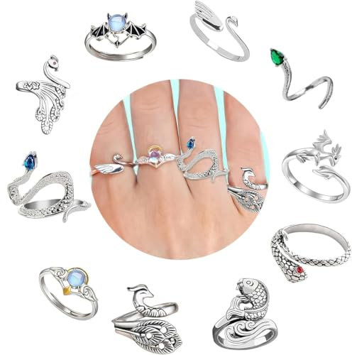 Strickring finger,10 Stück Häkelringe Einstellbare Strickschlaufe Ring Finger Garn Führung Geflecht Spannung Ringe für Häkeln Finger Häkeln Ring Zubehör für Crafts Snake Shaped Ring für Frauen