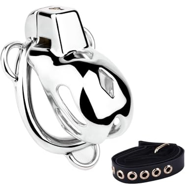 Crysore Peniskäfig aus Metall Männlicher Keuschheitskäfig mit Leine und Verdecktem Schloss Chastity Cage zum Zurückhalten des Penis eines Mannes Sexspielzeug Cock Cage Keuschheitsgürtel (45mm,Silver)