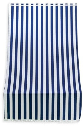 Wintem Rideau de Soleil pour extérieur à Rayures Bleues avec Anneaux, Hauteur 300 x 140 cm, Rideaux de Soleil pour extérieur Amovibles en Polyester, Rideau de Balcon extérieur pour Jardin et Gazebo