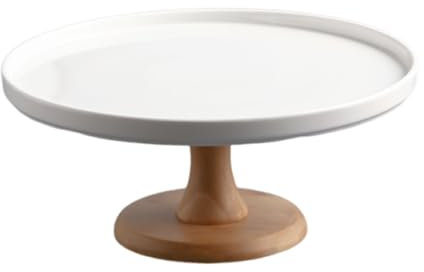 DKRAHRJJ Acacia Wooden Charger Dinner Plates, Ceramic Cake Stand, Wooden Bottom Cake Stand Cake Tray/10 inch