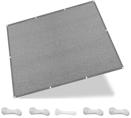 Tenda da Sole Rettangolare Traspirante 200 x 250 cm Tessuto HDPE Idrorepellente e Antivento Telo Ombreggiante Occhiellato con Corda per Serra, Giardino e Balcone, Grigio